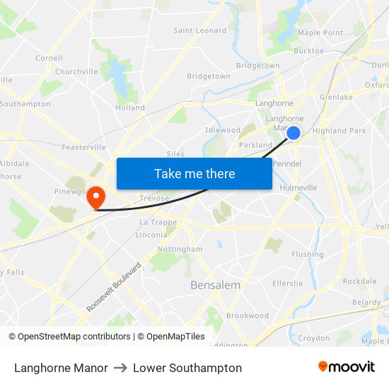 Langhorne Manor to Lower Southampton map