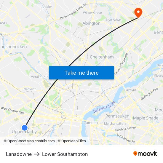 Lansdowne to Lower Southampton map