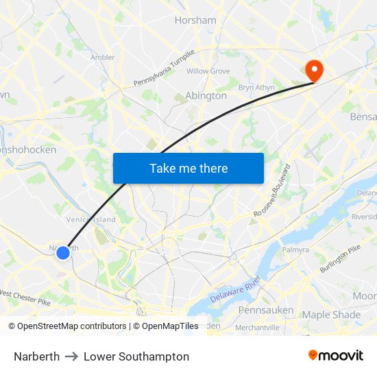 Narberth to Lower Southampton map