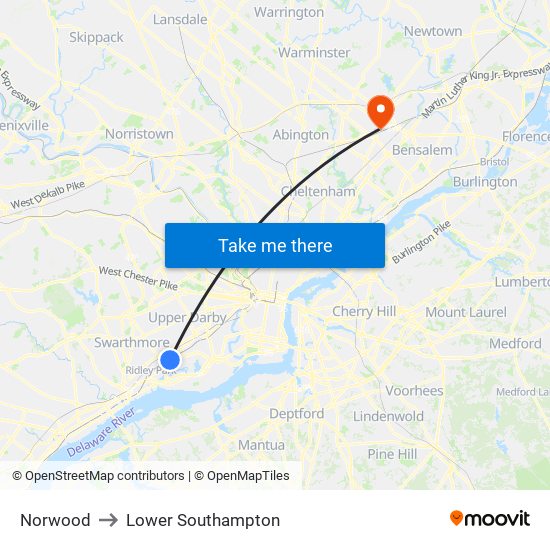 Norwood to Lower Southampton map