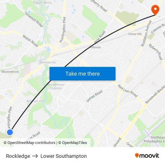 Rockledge to Lower Southampton map