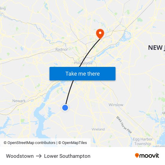 Woodstown to Lower Southampton map