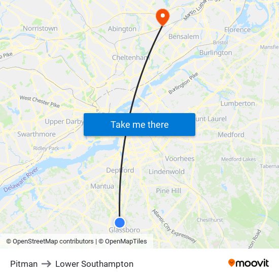 Pitman to Lower Southampton map