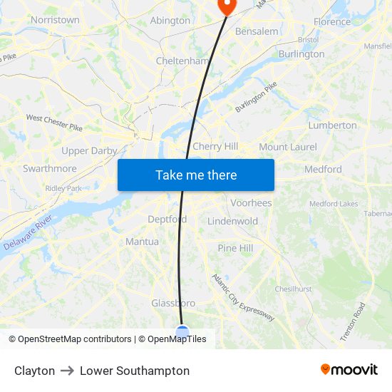 Clayton to Lower Southampton map