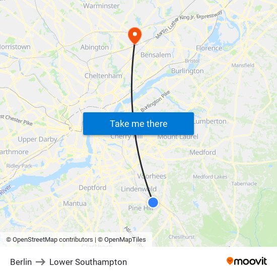 Berlin to Lower Southampton map