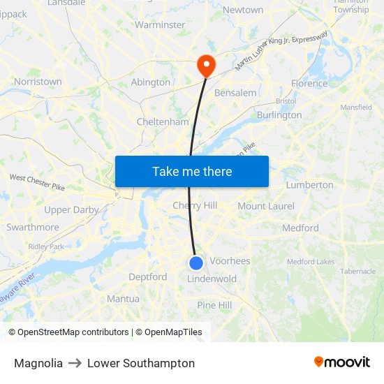 Magnolia to Lower Southampton map