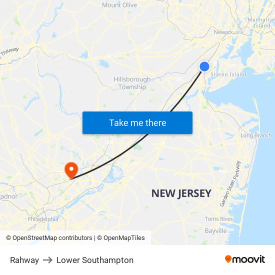 Rahway to Lower Southampton map