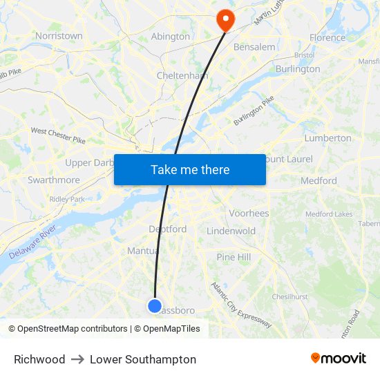 Richwood to Lower Southampton map