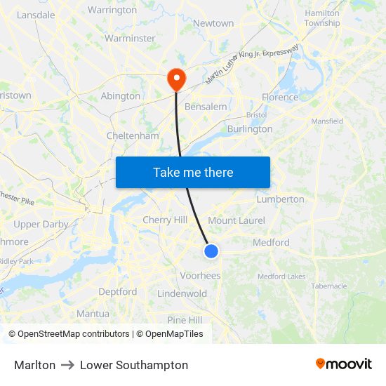 Marlton to Lower Southampton map