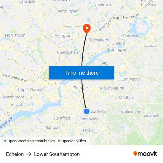 Echelon to Lower Southampton map