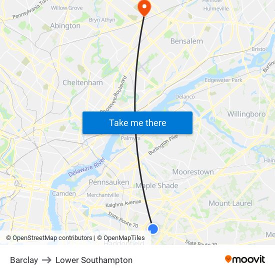 Barclay to Lower Southampton map