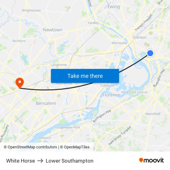 White Horse to Lower Southampton map