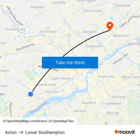 Aston to Lower Southampton map