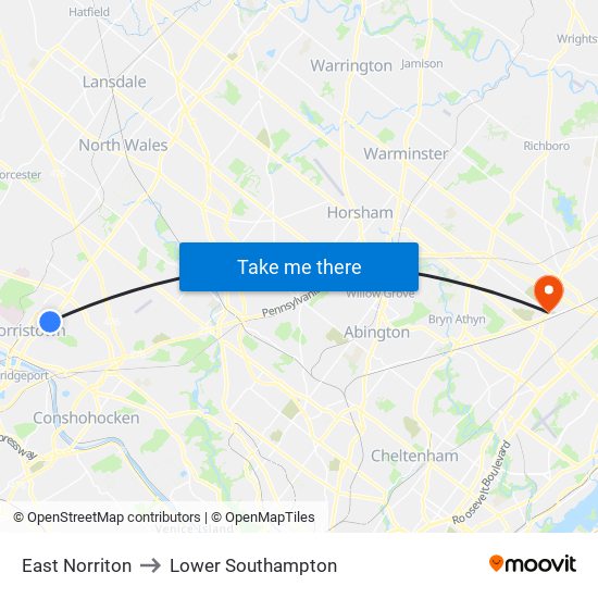 East Norriton to Lower Southampton map