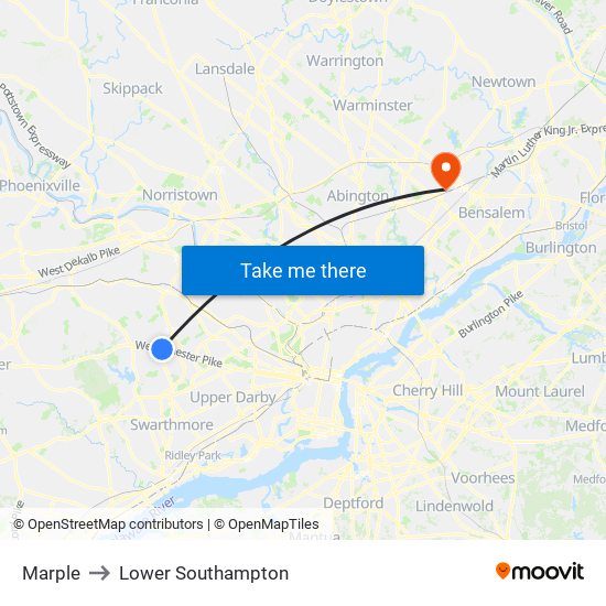 Marple to Lower Southampton map
