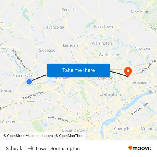 Schuylkill to Lower Southampton map