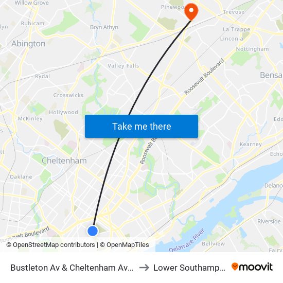 Bustleton Av & Cheltenham Av - Fs to Lower Southampton map