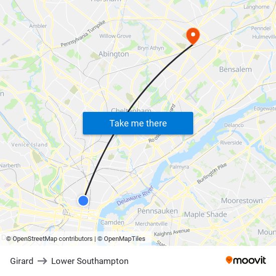 Girard to Lower Southampton map