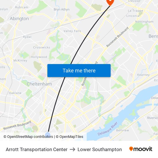 Arrott Transportation Center to Lower Southampton map