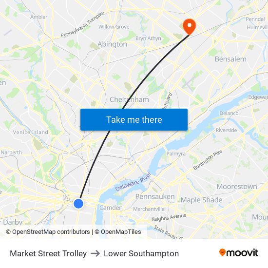 Market Street Trolley to Lower Southampton map