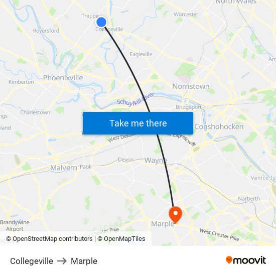 Collegeville to Marple map