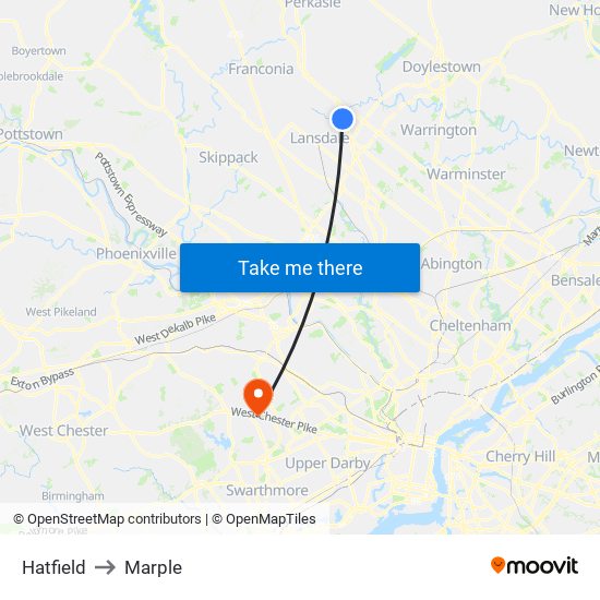 Hatfield to Marple map