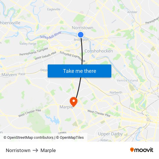 Norristown to Marple map