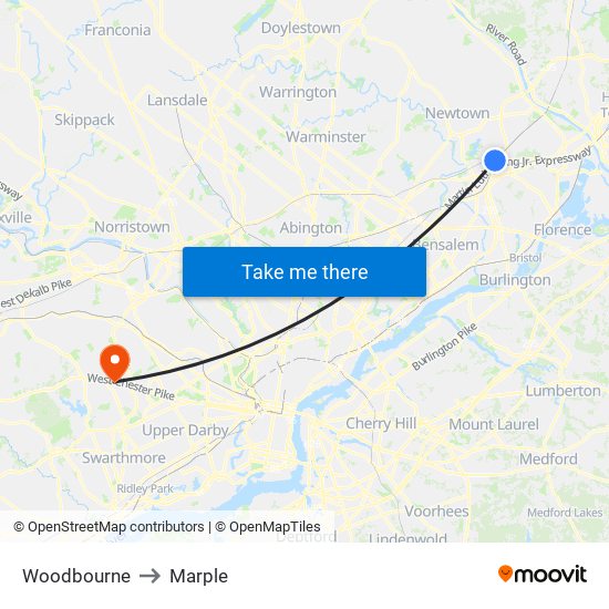 Woodbourne to Marple map