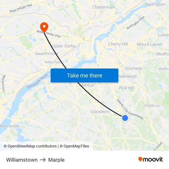 Williamstown to Marple map