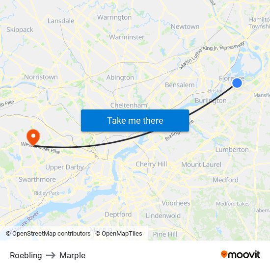 Roebling to Marple map