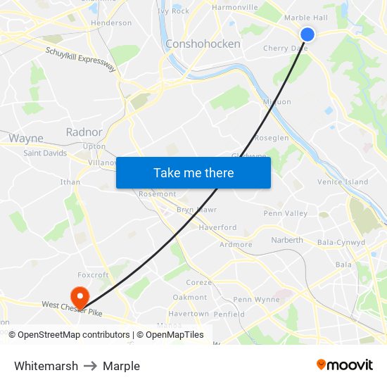 Whitemarsh to Marple map