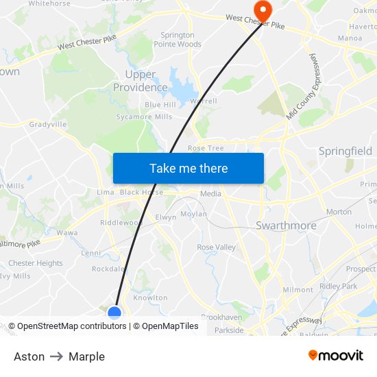 Aston to Marple map