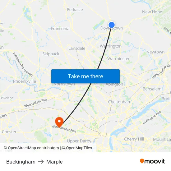 Buckingham to Marple map