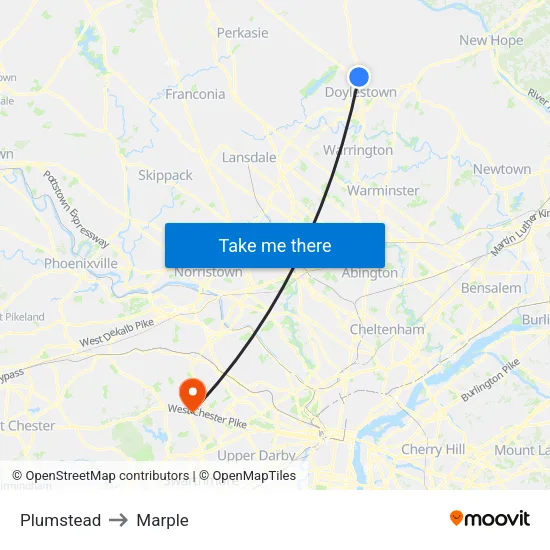 Plumstead to Marple map