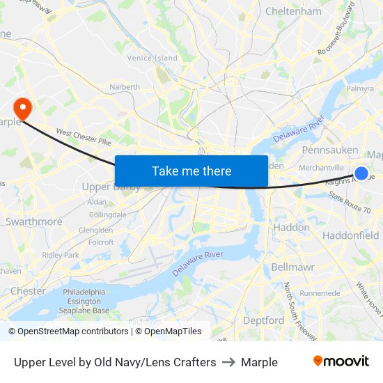 Upper Level by Old Navy/Lens Crafters to Marple map