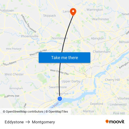 Eddystone to Montgomery map
