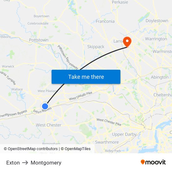 Exton to Montgomery map