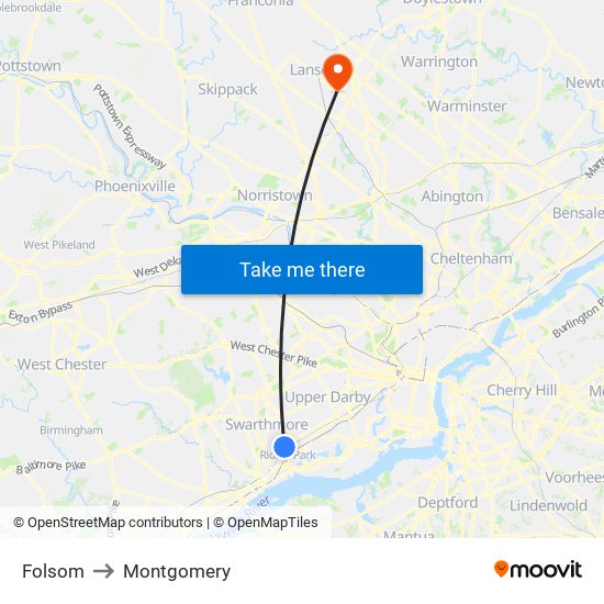 Folsom to Montgomery map