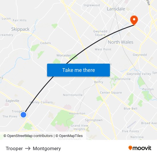 Trooper to Montgomery map