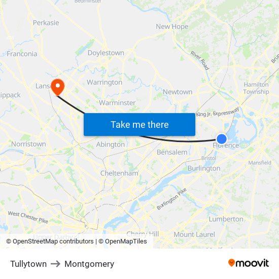 Tullytown to Montgomery map