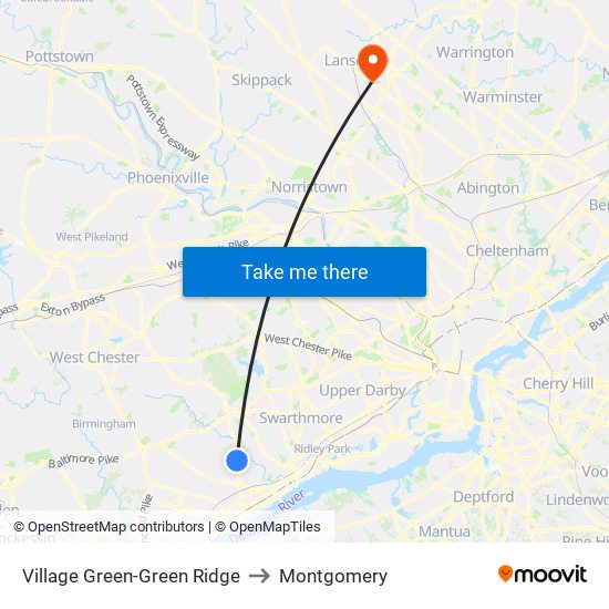 Village Green-Green Ridge to Montgomery map