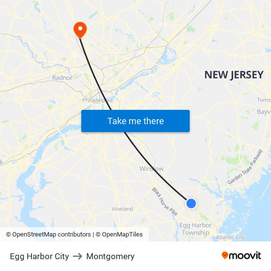 Egg Harbor City to Montgomery map