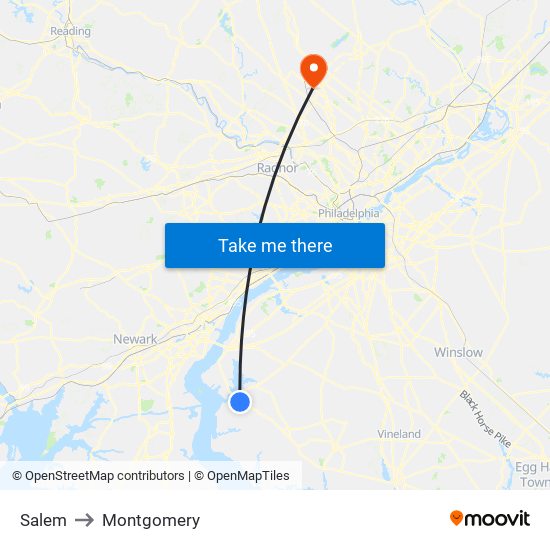 Salem to Montgomery map