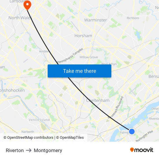 Riverton to Montgomery map