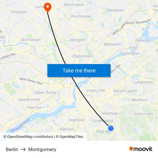 Berlin to Montgomery map