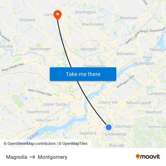 Magnolia to Montgomery map
