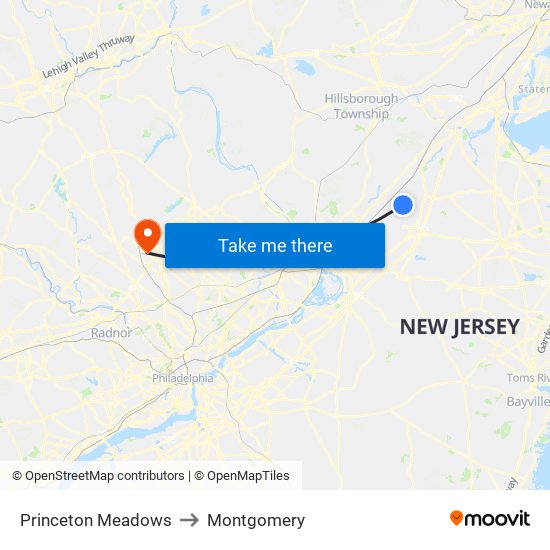 Princeton Meadows to Montgomery map