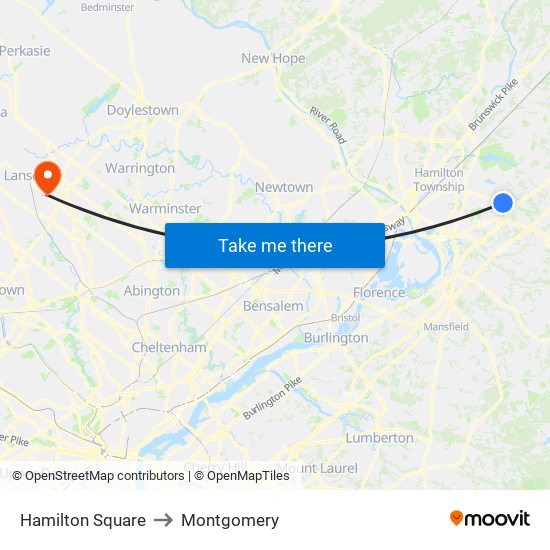 Hamilton Square to Montgomery map