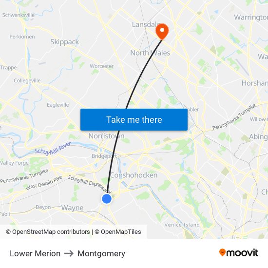 Lower Merion to Montgomery map