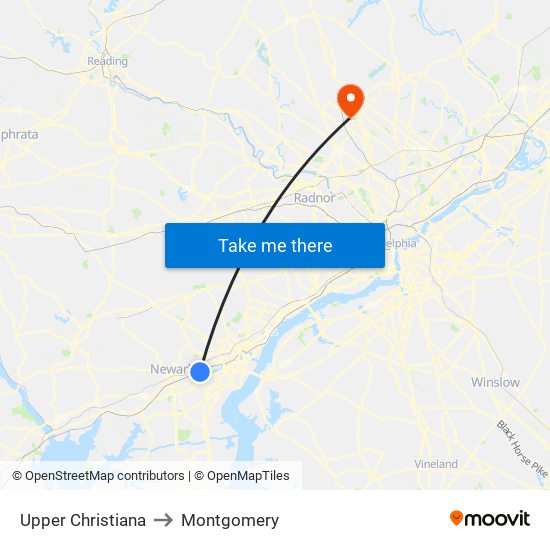 Upper Christiana to Montgomery map